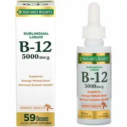 Vitamina Líquida B12 5000 Mcg Sublingual Energía 59 Dosis