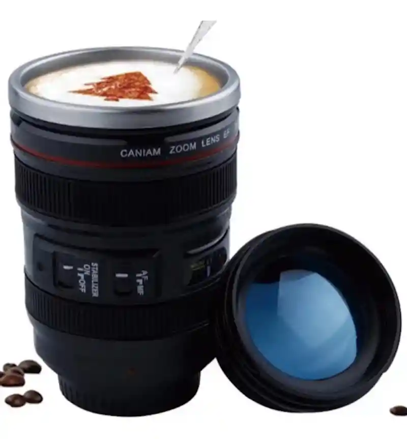 Vaso Mug Lente Camara Termo Antideslizante Taza Pocillo