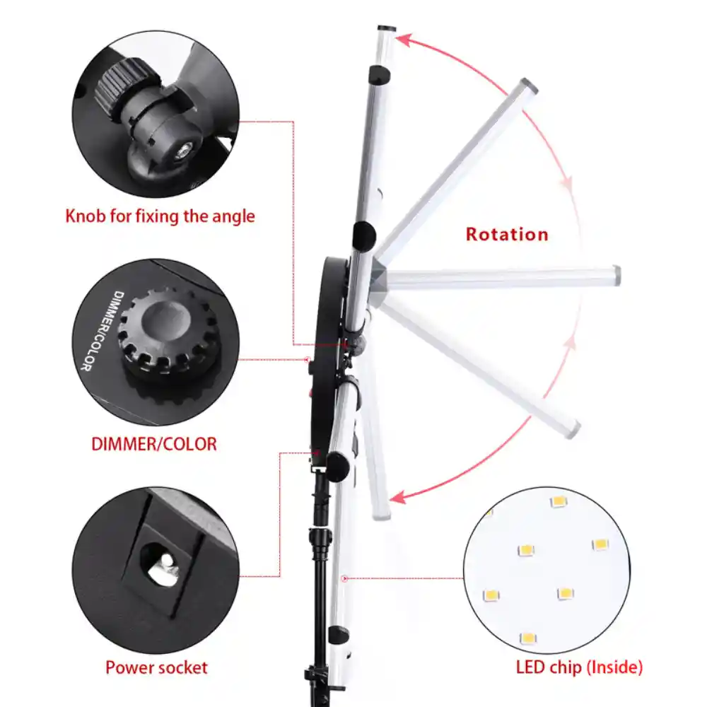 Luz Led Profesional Lampara De Estrella 12 Brazos 180w 5600k