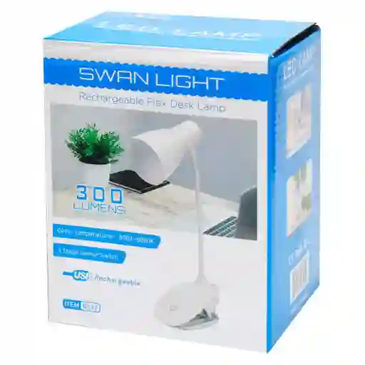 Lampara Flexible Recargable Táctil Con Pinza 300 Lumenes