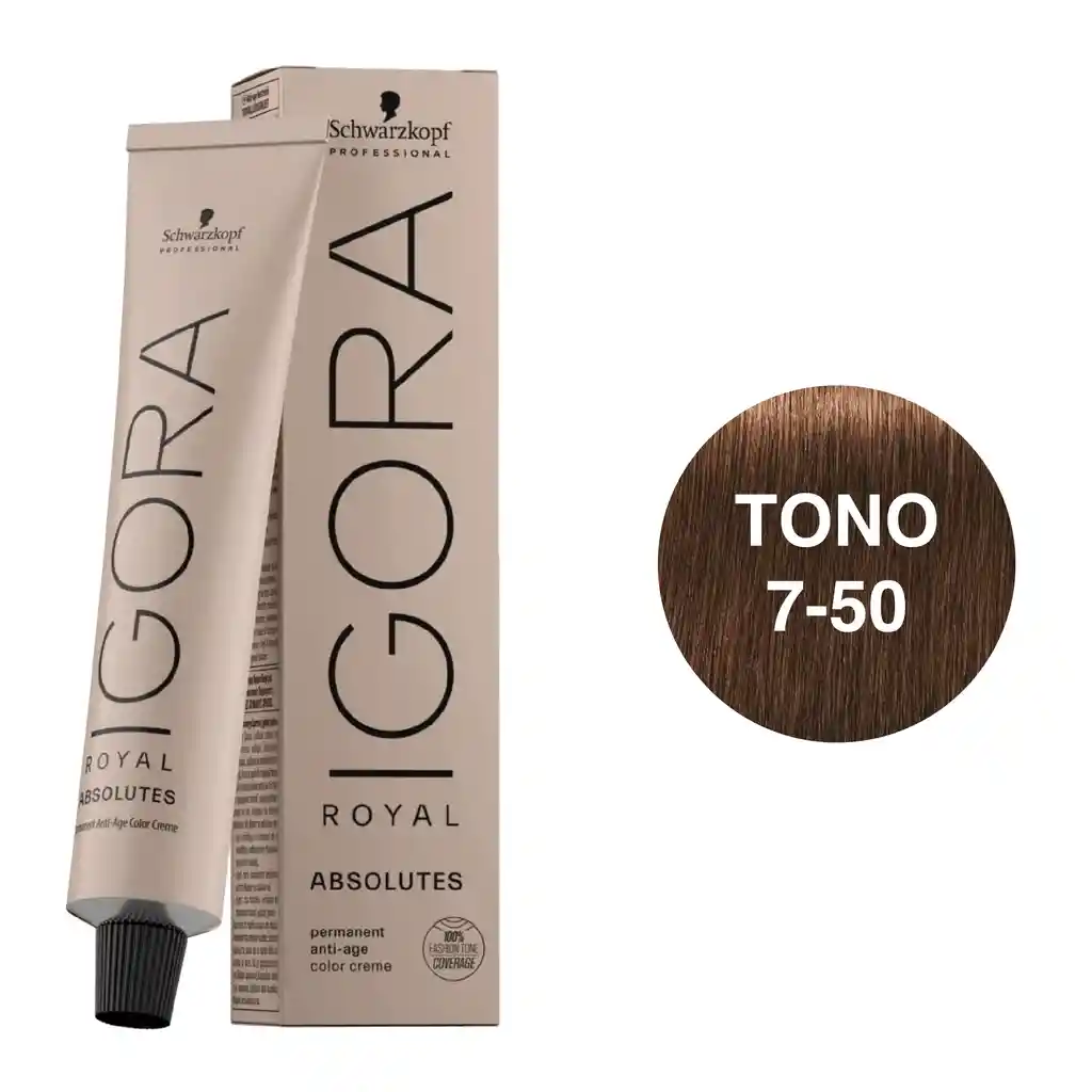 Igora Royal Absolutes Tono 7-50 Rubio Medio Dorado Natural 60ml