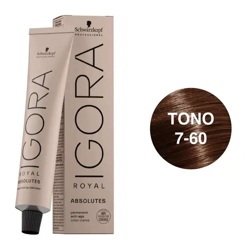 Igora Royal Absolutes Tono 7-60 Rubio Medio Chocolate Natural 60ml