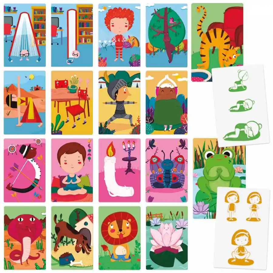 Juego Tarjetas Didácticas De Yoga Para Niños Juego Niñas