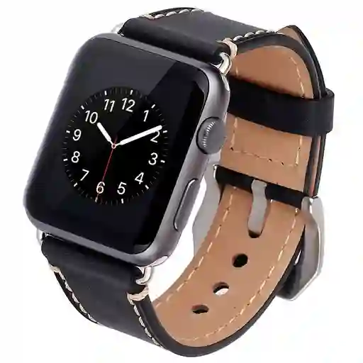 Pulso En Cuero Elegante Para Apple Watch De 38 Y 40mm - Negro