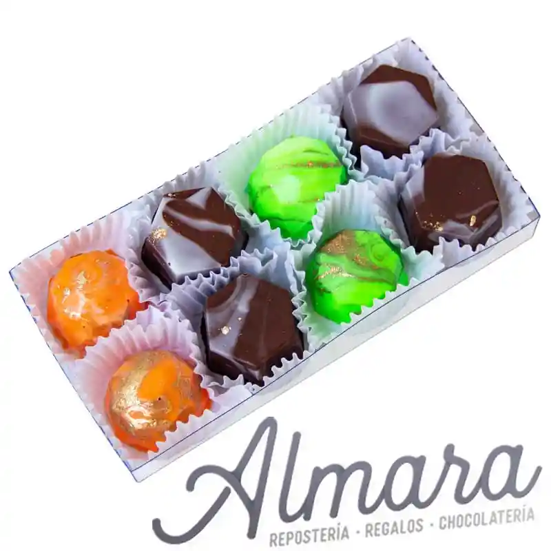 Bombones Coloridos X8 En Chocolates Y Rellenos