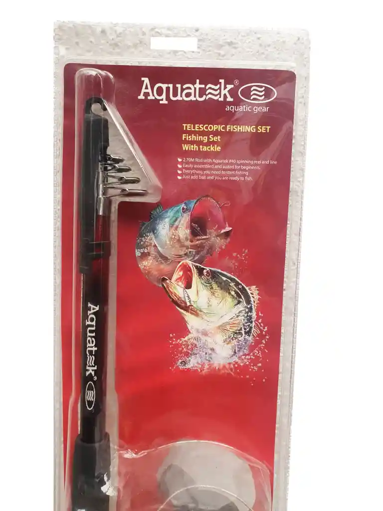 Set De Pesca Caña De Pescar Y Anzuelos Aquatek Estuche Ctr4