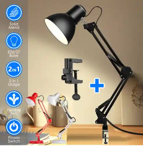 Lámpara De Escritorio Ajustable, Luz De Mesa De Lectura Luz Led, Brazo Largo, Retráctil Ad-800