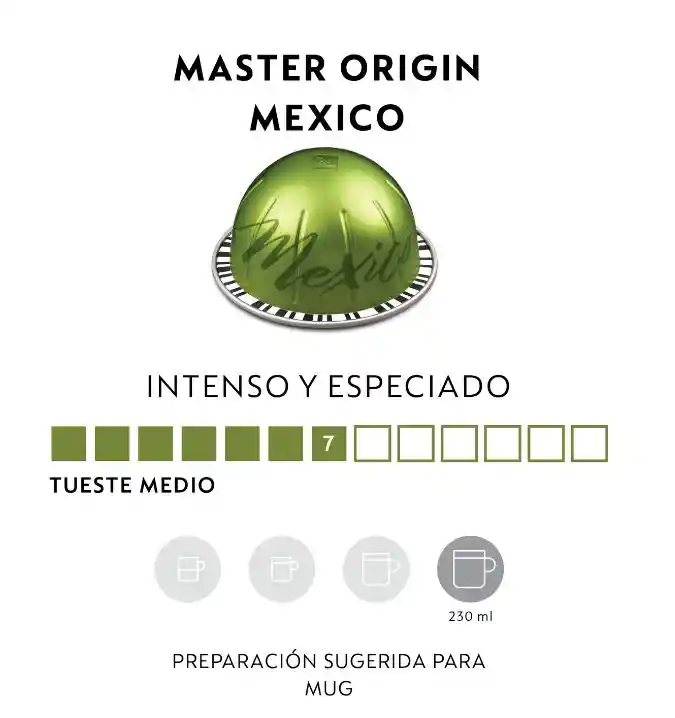 Café Master Origin Mexico X 10 Cápsulas Vertuo Nespresso