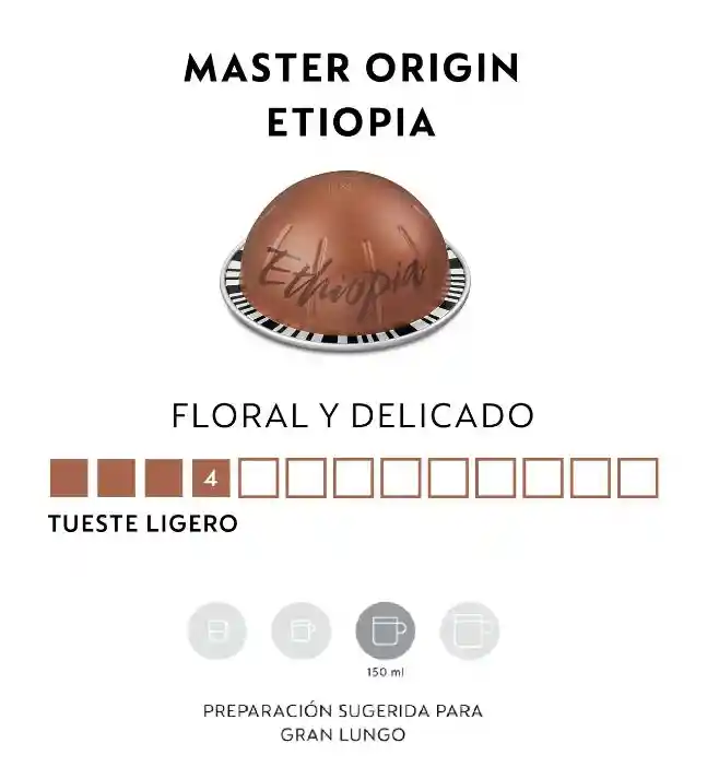 Café Master Origin Ethiopia X 10 Cápsulas Vertuo Nespresso