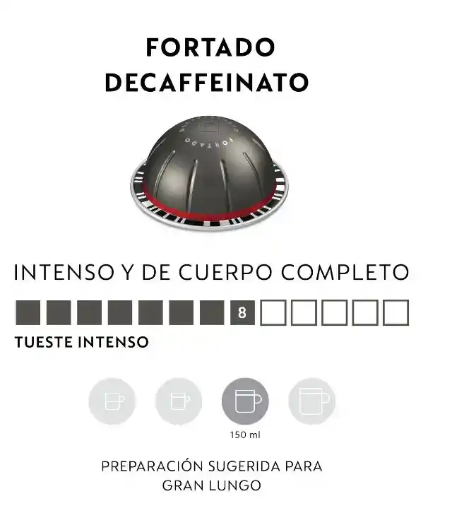 Café Gran Lungo Fortado Decaffeinato X 10 Cápsulas Vertuo Nespresso