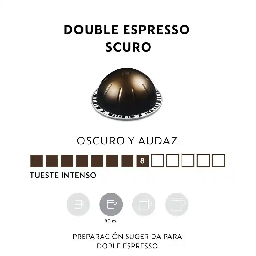 Café Double Espresso Scuro X 10 Cápsulas Vertuo Nespresso