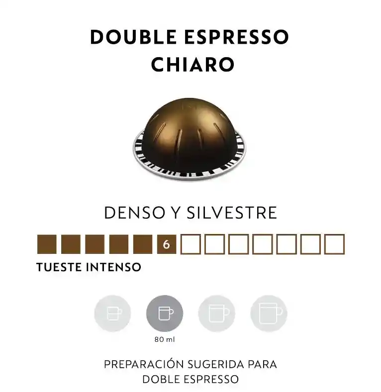 Café Double Espresso Chiaro X 10 Cápsulas Vertuo Nespresso