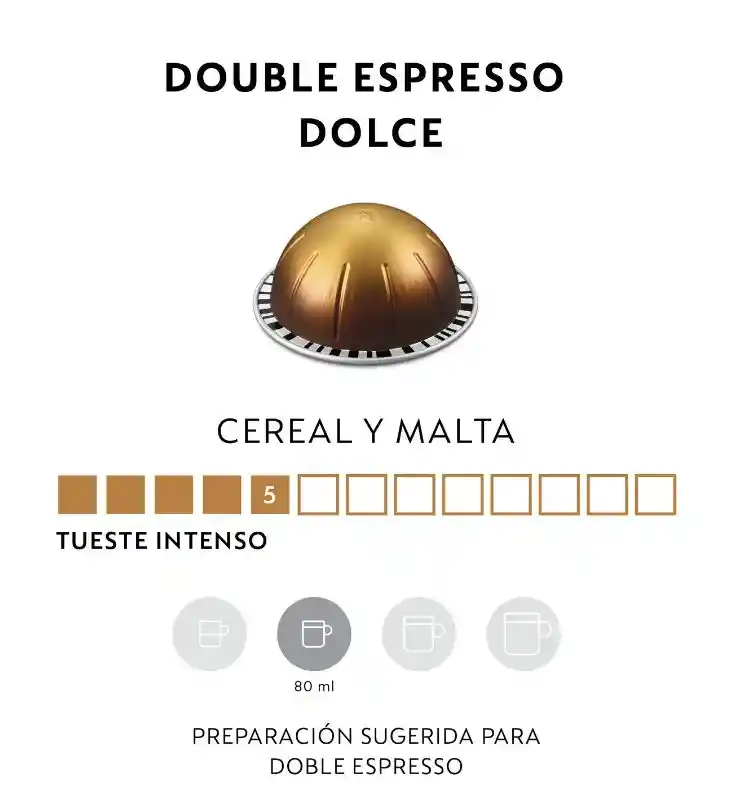 Café Double Espresso Dolce X 10 Cápsulas Vertuo Nespresso