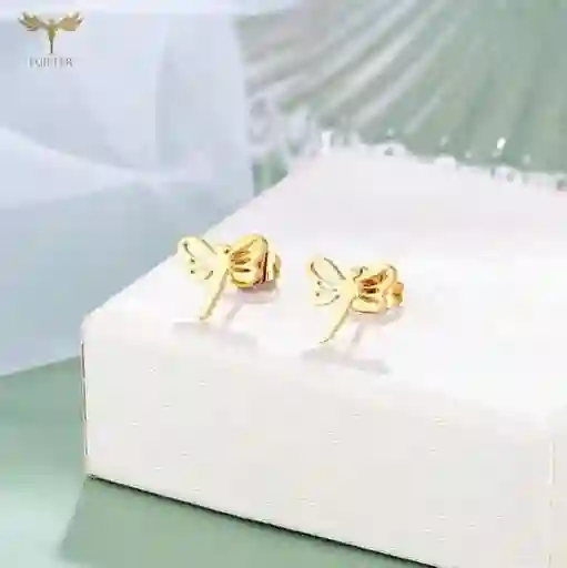 Aretes En Acero Diseño Libélula Labrada.