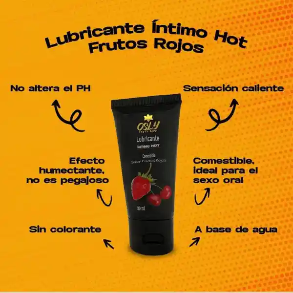 Lubricante Íntimo Hot Sabor Frutos Rojos X 10ml Osly