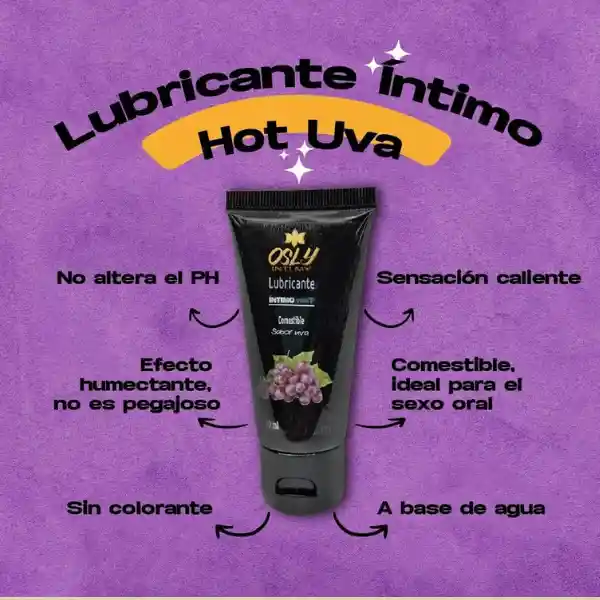 Lubricante Íntimo Hot Sabor Uva X 10ml Osly