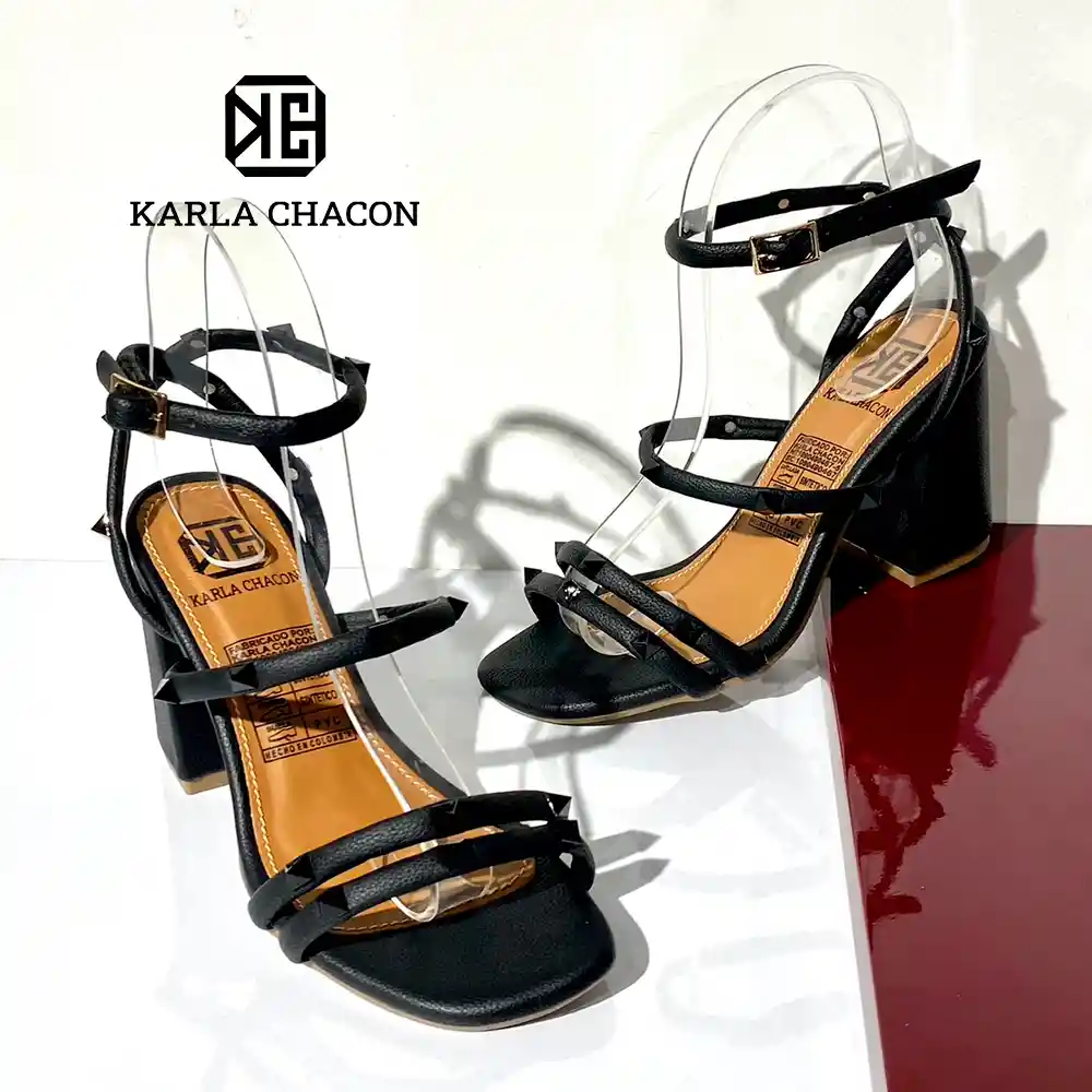 Sandalia De Tacon Dama Mujer Karla Chacon Tamara Negro