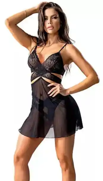 2 En 1 Conjunto Convertible A Babydoll Negro L/xl