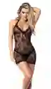 Babydoll Con Tanga Negro Encaje L/xl