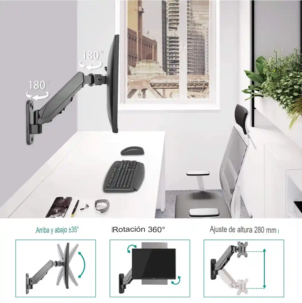 Soporte De Pared Brazo Para Monitor Lcd 17-35 Rotación An360