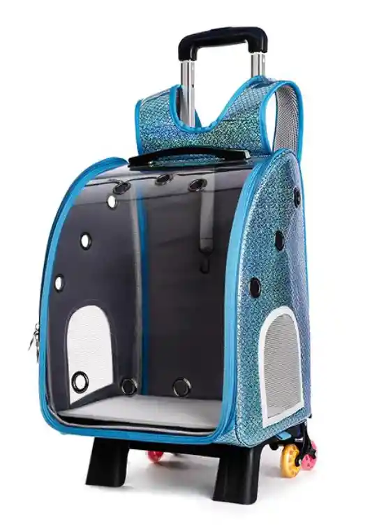 Astropet 2 En 1 Mochila Transparente Para Mascotas Azul