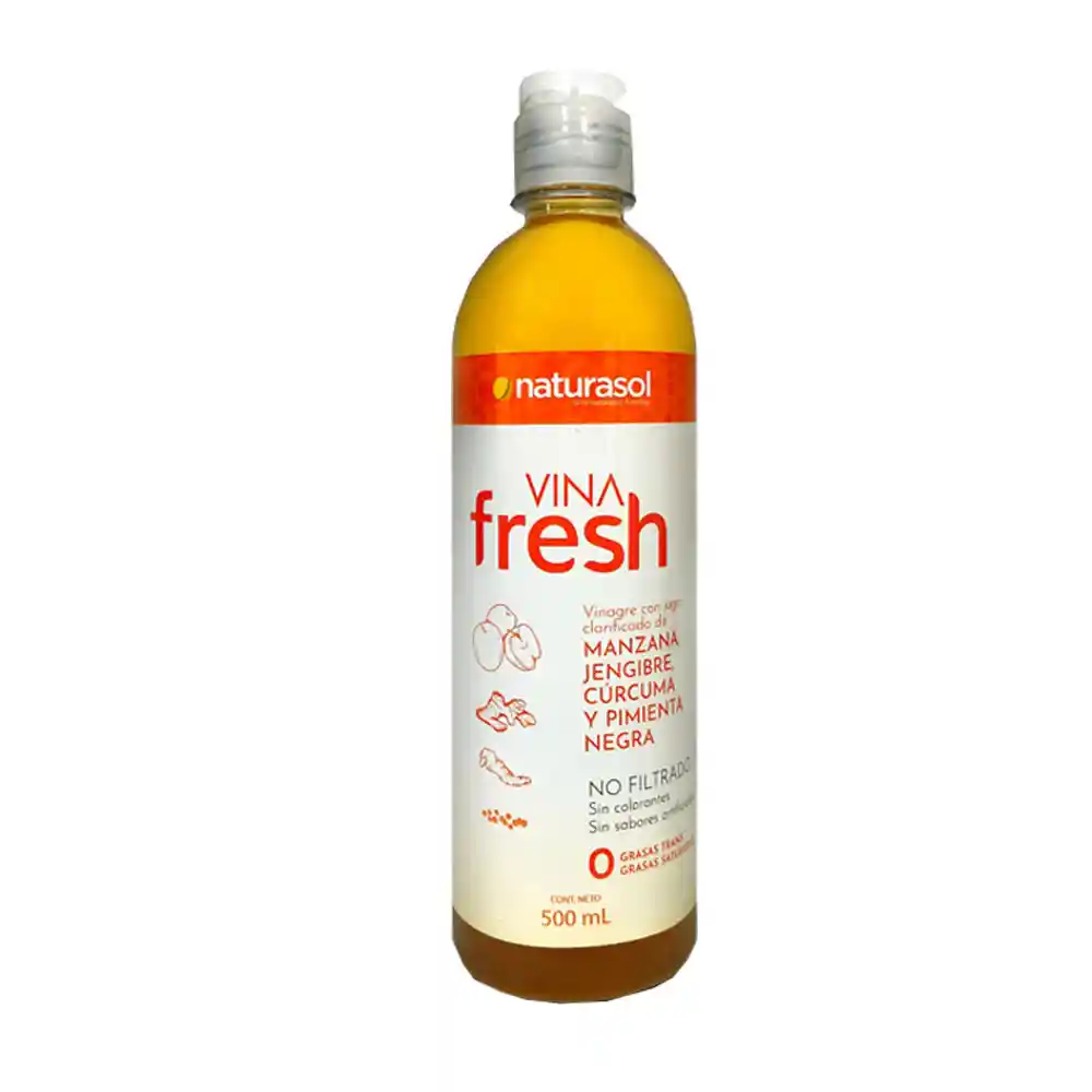 Vinagre Jengibre, Curcuma Y Pimienta Negra Naturasol X500ml