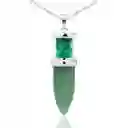 Collar Cuarzo Jade Pendulo Bala Cadena Acero + Estuche Dayoshop