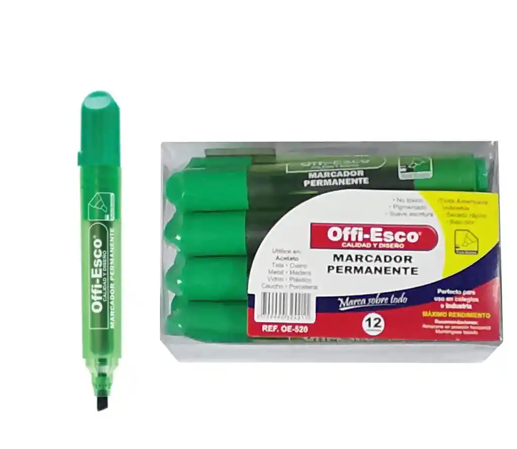 Marcadores Permanentes Verde Offi Esco Oe-520	