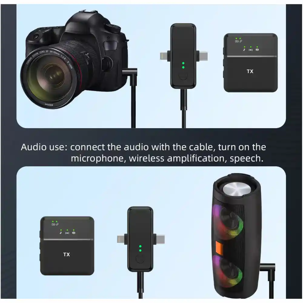  Microfono De Solapa Inalambrico Doble Para iPhone Y Android 