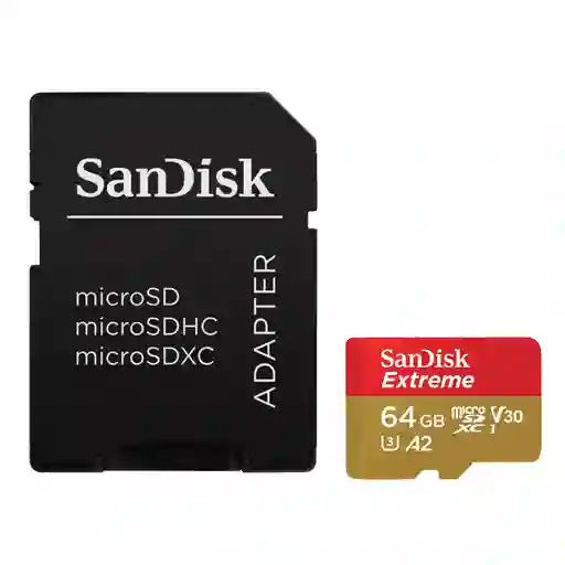 Tarjeta Micro Sdxc 64gb Sandisk Extreme, 4k, U3, A2, 170mb/s