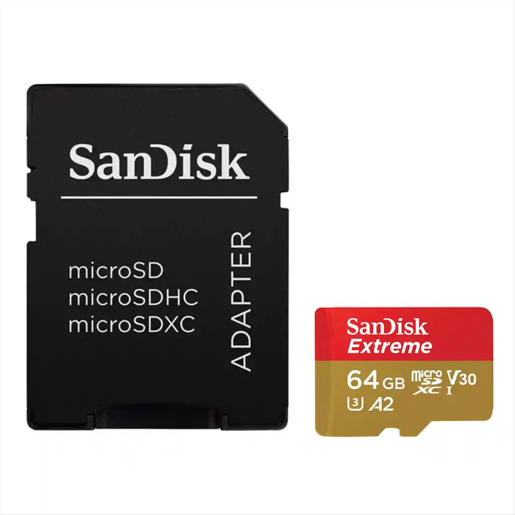 Tarjeta Micro Sdxc 64gb Sandisk Extreme, 4k, U3, A2, 170mb/s