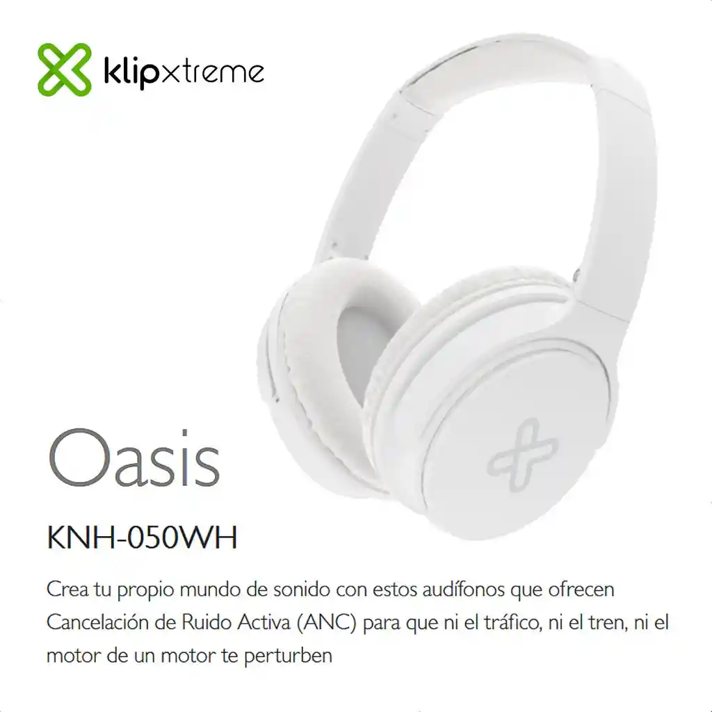 Manos Libres Bt Audífonos Anc Klip Xtreme Oasis Knh-050wh Blanco