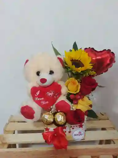 Arreglo Floral Con Osito
