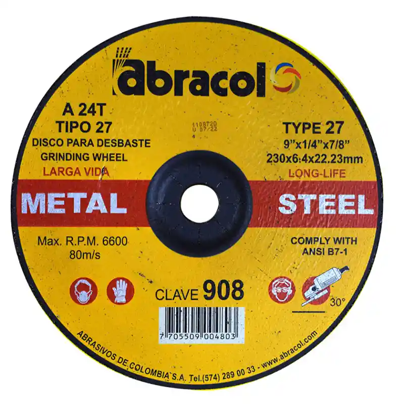 Disco Abracol P/m 9 X 1/4 X 7/8 (dt27 230x6,4x22,23mm) (clave 908) (abd7a0024096)