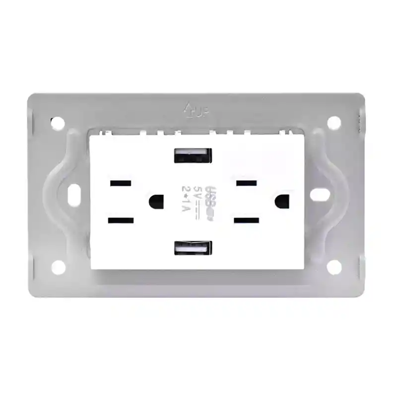 Toma Doble + 2 Usb Luxor Blanca Intercambiable Sin Tapa Duke Energy (v9-032)