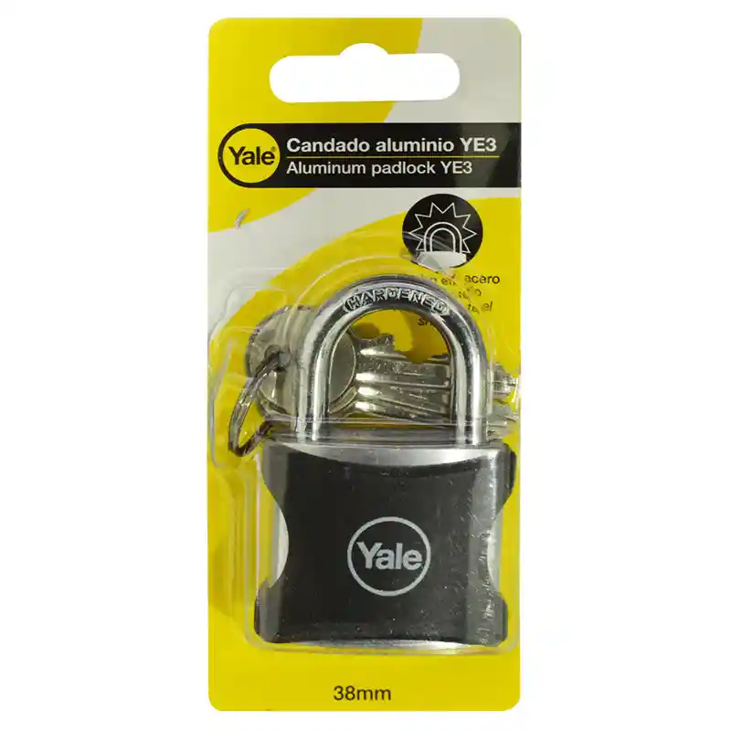 Candado Yale Encauchetado Negro 38mm Aluminio (8854)