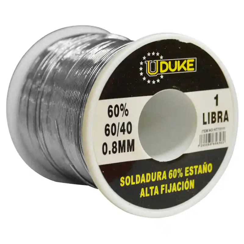 Soldadura Estano Uduke 1lb 60-40 (60% Estano) (40% Plomo) (0.8mm) (ht70111)