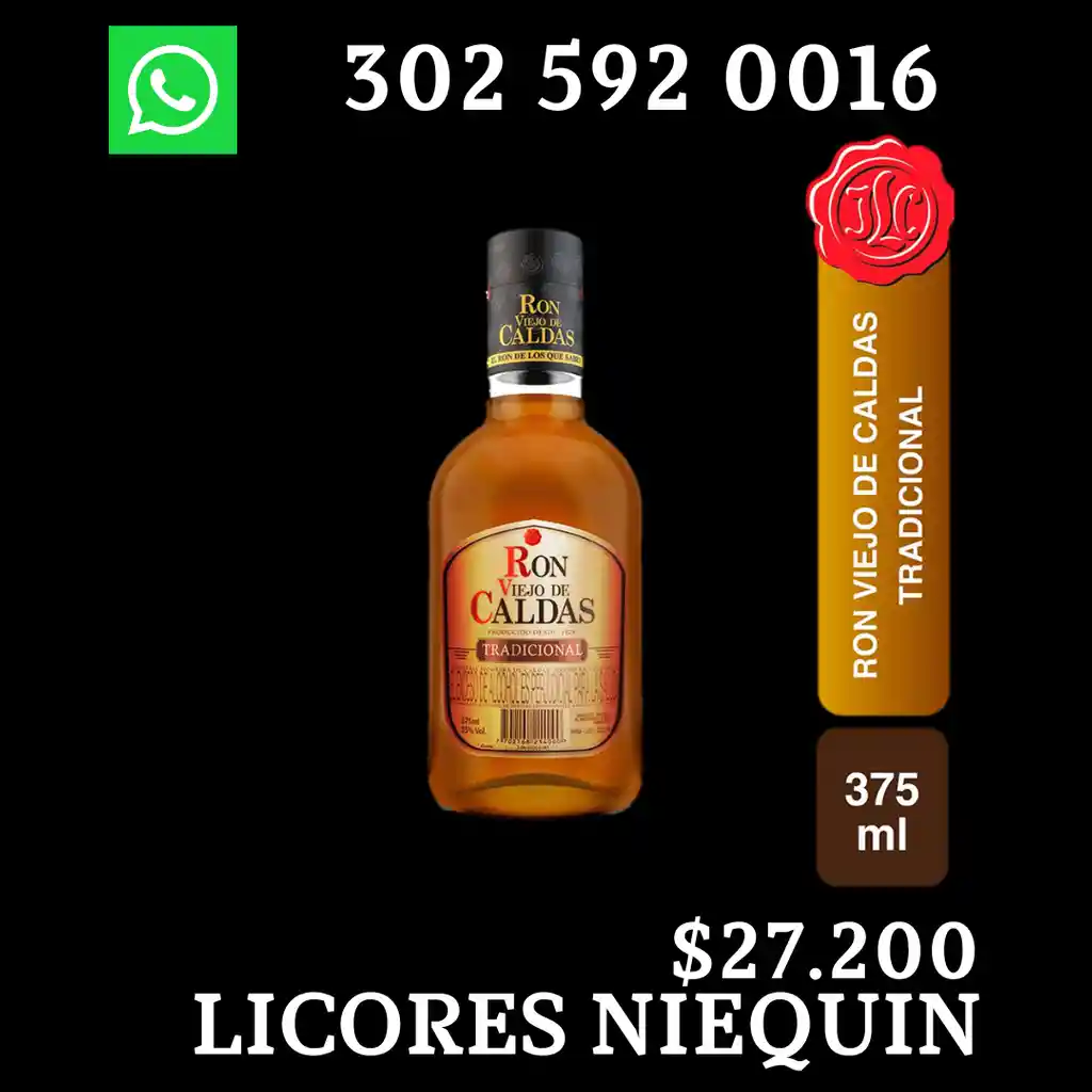  Ron Viejo De Caldas Tradicional Media Botella X 375 Ml 