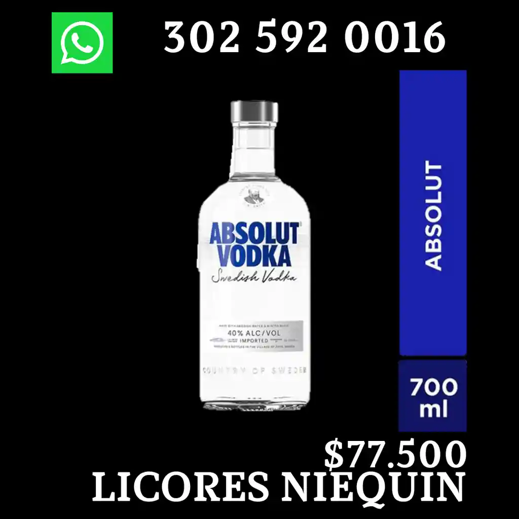 Absolut Vodka Botella X 700 Ml