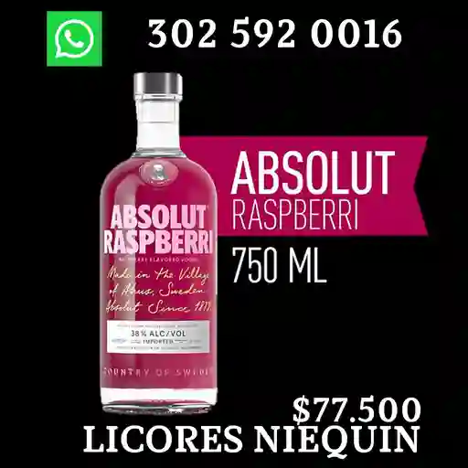 Absolut Vodka Raspberri Botella X 700 Ml