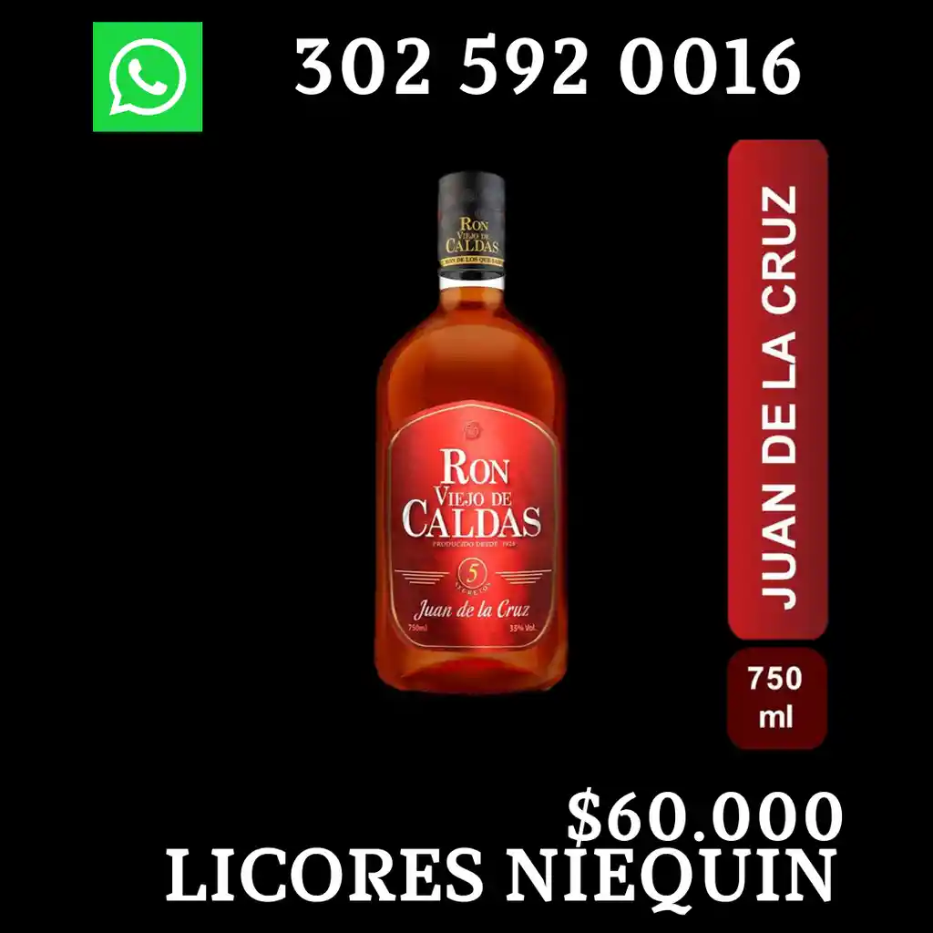  Ron Viejo De Caldas 5 Anos Juan De La Cruz 750 Ml X Botella 