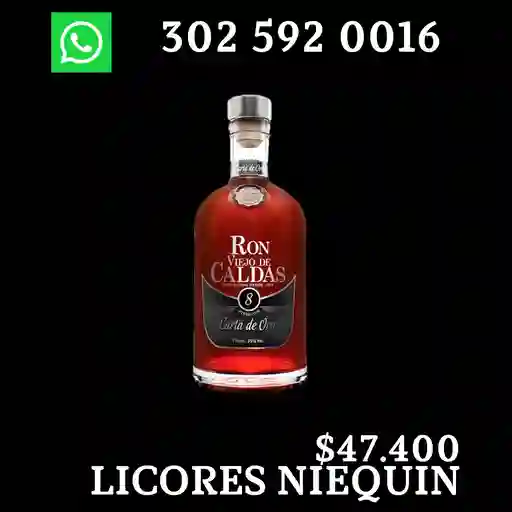 Viejo De Caldas Ron Gran Rva Carta Oro 8 Anos 375 Ml X Media Botella