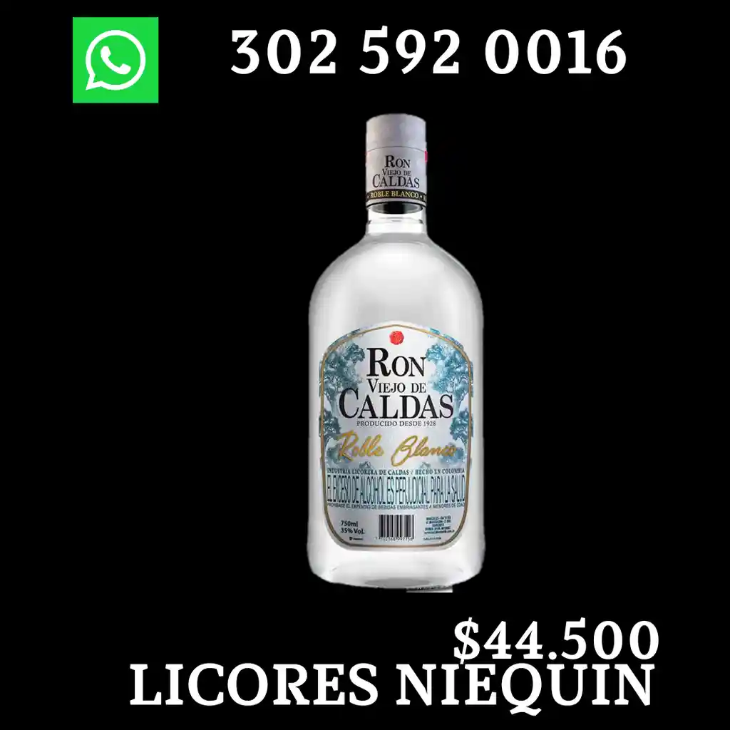 Viejo De Caldas Ron Roble Blanco 750 Ml X Botella