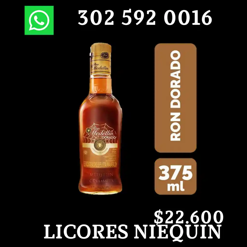  Ron Medellin Dorado Media Botella X 375 Ml 
