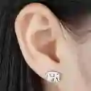Aretes En Acero Diseño Elefante Plateado
