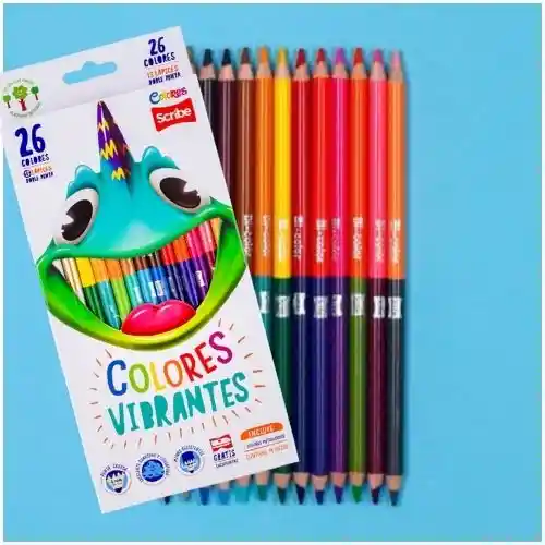 Colores Scribe Doble Punta Caja De 26 Colores