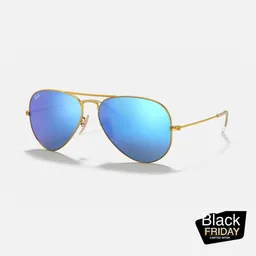 Ray-ban 3025 112/17 Marco Dorado Lente Azul Espejado Ray Ban Gafas De Sol Talle M Rayban