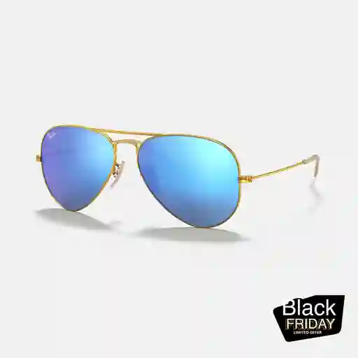 Ray-ban 3025 112/17 Marco Dorado Lente Azul Espejado Ray Ban Gafas De Sol Talle M Rayban