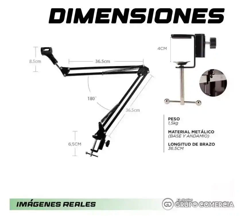 Base Escritorio Articulado Profesional Micrófono Ajustable