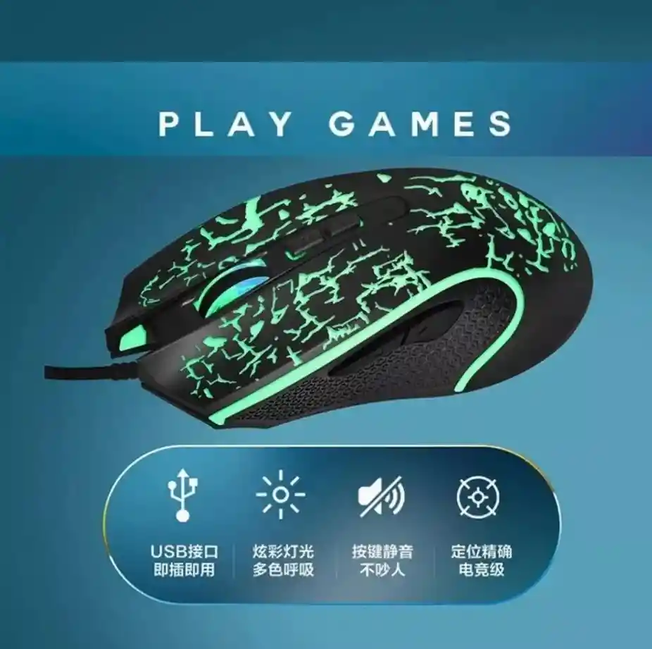 Mouse Gamer K10 Gaming Retroiluminado Alámbrico Ergonomico